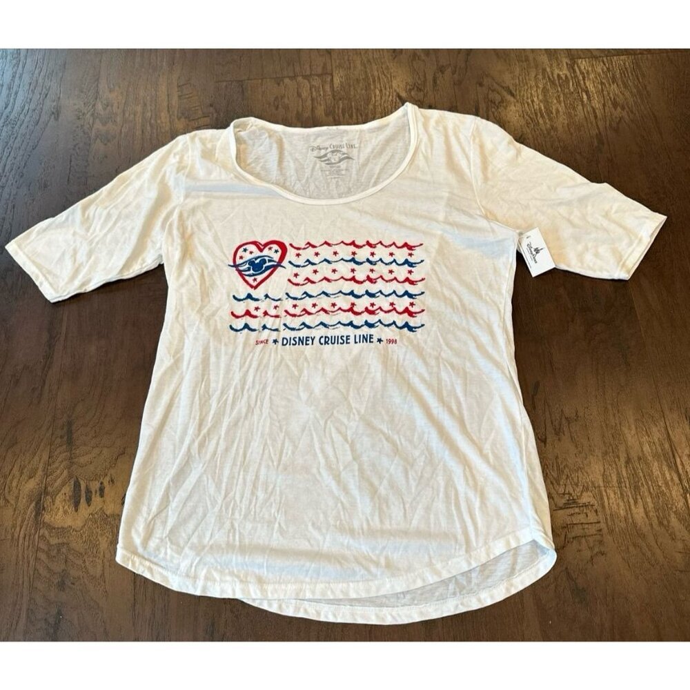 Disney Cruise Line DCL‎ Wave American Flag Mickey T-shirt Women’s nwt